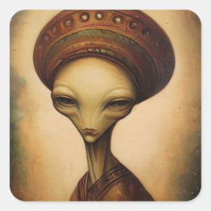 Antique Alien Portrait  Square Sticker