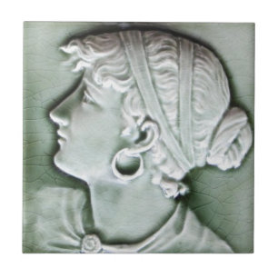 Antique American c1890 Trent Portrait Tile Repro