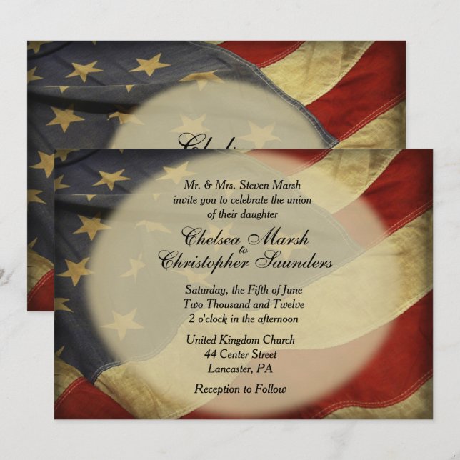 Antique American Flag Wedding Invitation (Front/Back)