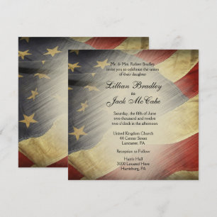 Antique American Flag Wedding Invitations