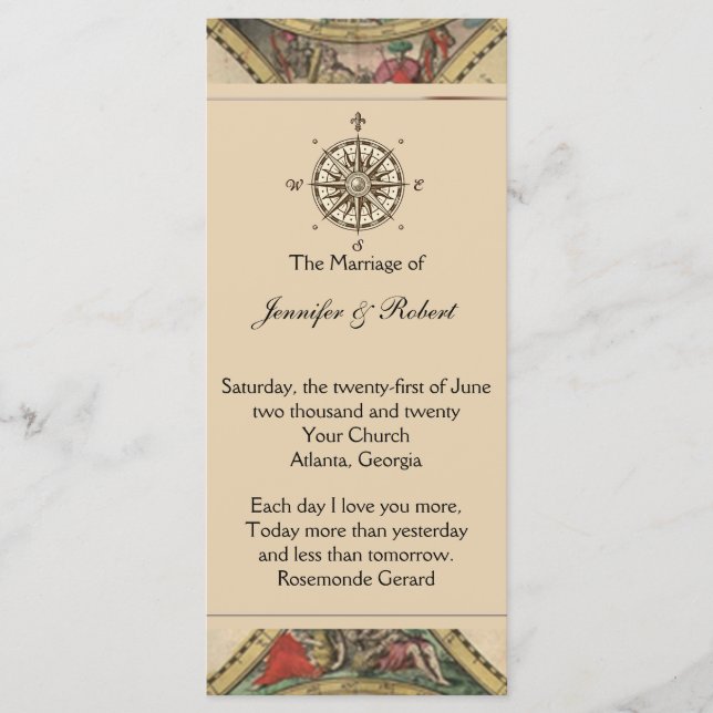 Antique Antique Vieux Monde Programme de mariage (Devant)