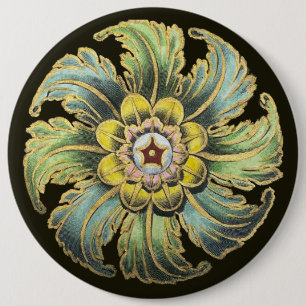 Antique Architectural Rosette No. 1 6 Inch Round Button