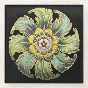 Antique Architectural Rosette No. 1 Glass Coaster