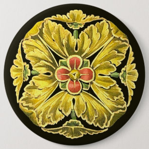 Antique Architectural Rosette No. 3 6 Inch Round Button