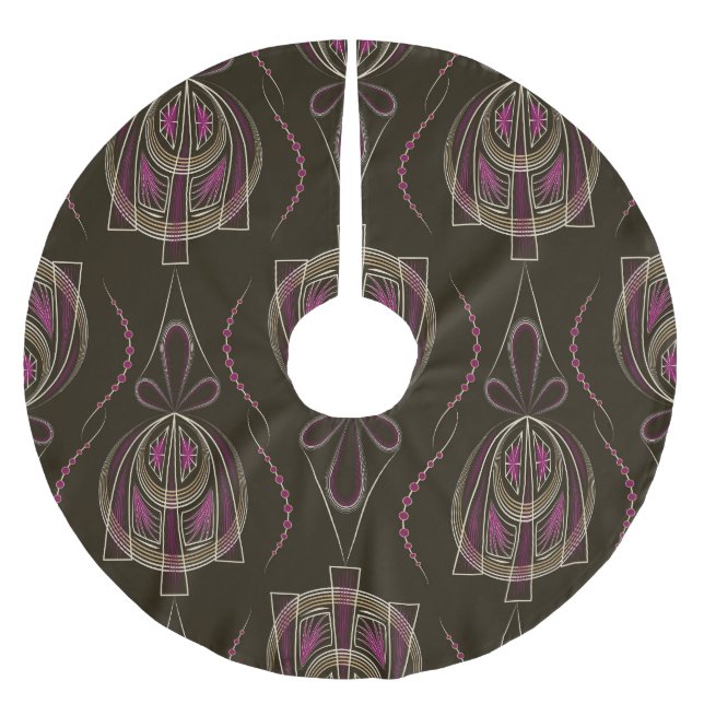 Antique Art Deco Geometric Ornament Brushed Polyester Tree Skirt (Front)