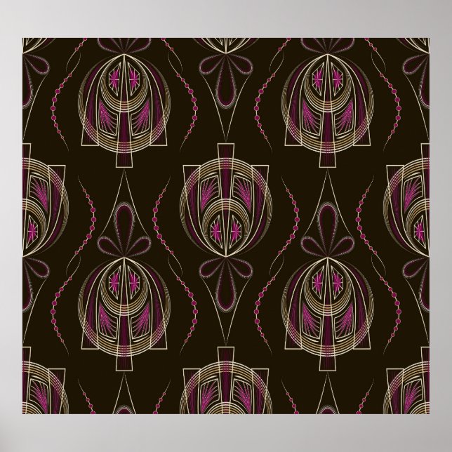 Antique Art Deco Geometric Ornament Poster (Front)