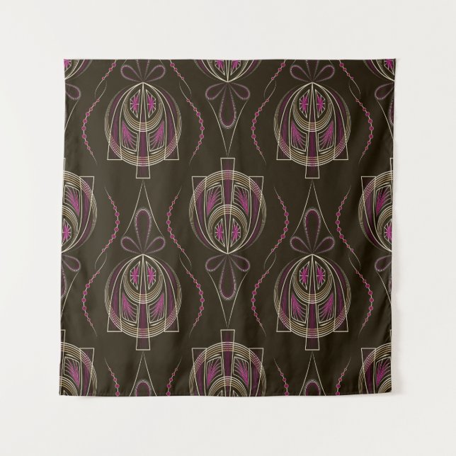 Antique Art Deco Geometric Ornament Tapestry (Front)