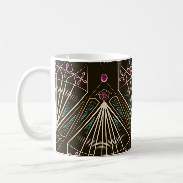 Antique art deco, geometric pattern coffee mug (Left)