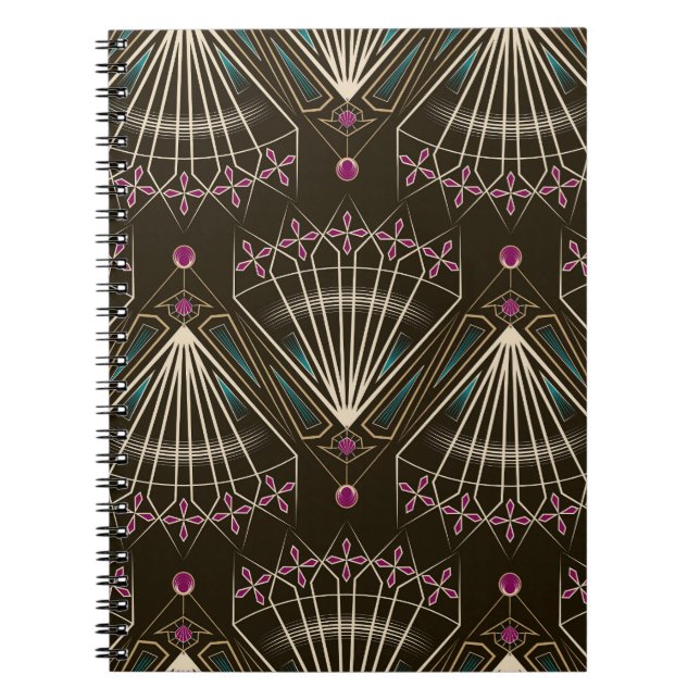 Antique art deco, geometric pattern notebook (Front)