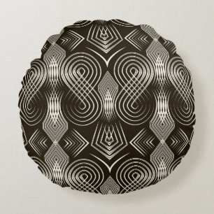 Antique Art Deco Seamless Ornament Round Pillow