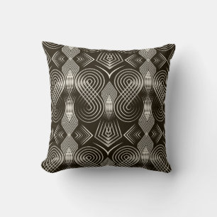 Antique Art Deco Seamless Ornament Throw Pillow