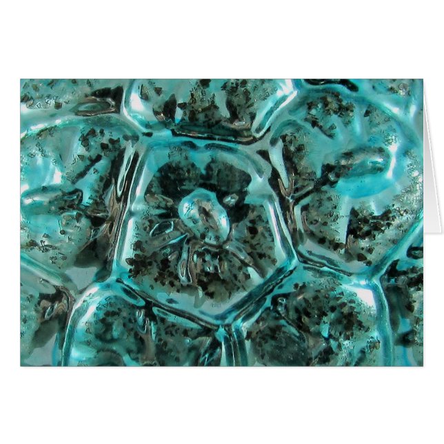 Antique Art Glass Aqua Teal Blue Jewel Shell (Front Horizontal)