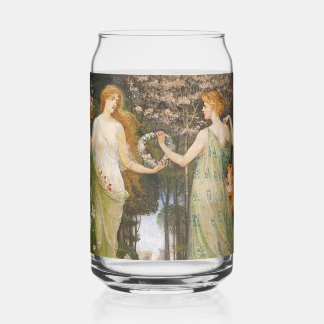 Antique Art Nouveau Four Seasons by Walter Crane Can Glass (Back)