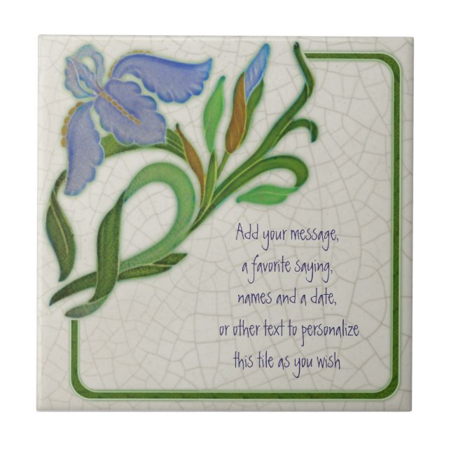 Antique Art Nouveau Iris Repro Tile to Personalize (Front)