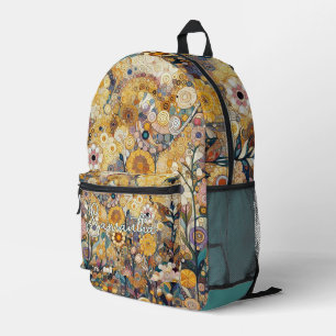 Antique Art Nouveau Style Fine Art Floral Painting Printed Backpack