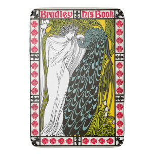 Antique Art Nouveau Woman and Peacock Poster Bath Mat