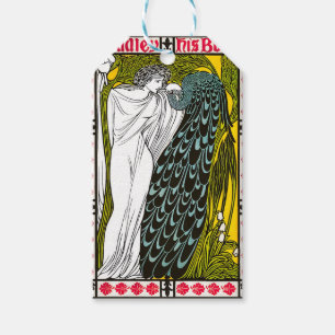 Antique Art Nouveau Woman and Peacock Poster Gift Tags