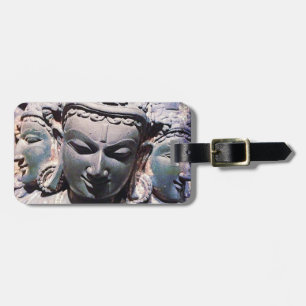 Antique Asian Carved Stone Faces Close-up Photo Luggage Tag