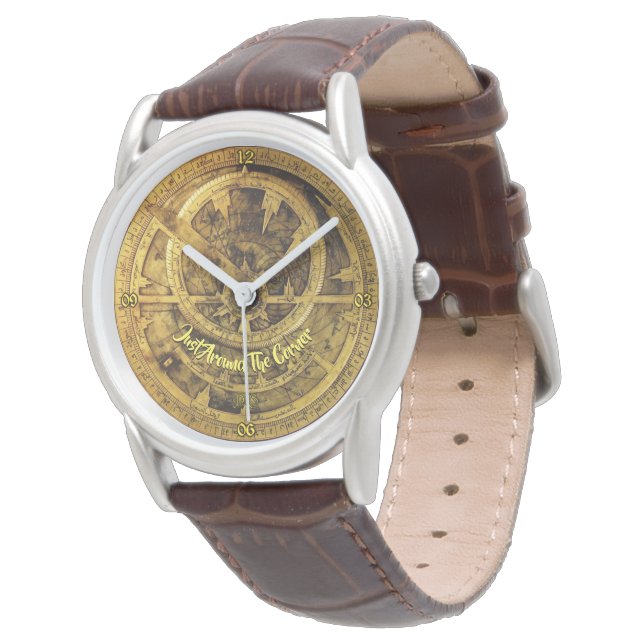 Antique Astrolabe Face Vintage Watch (Angled)