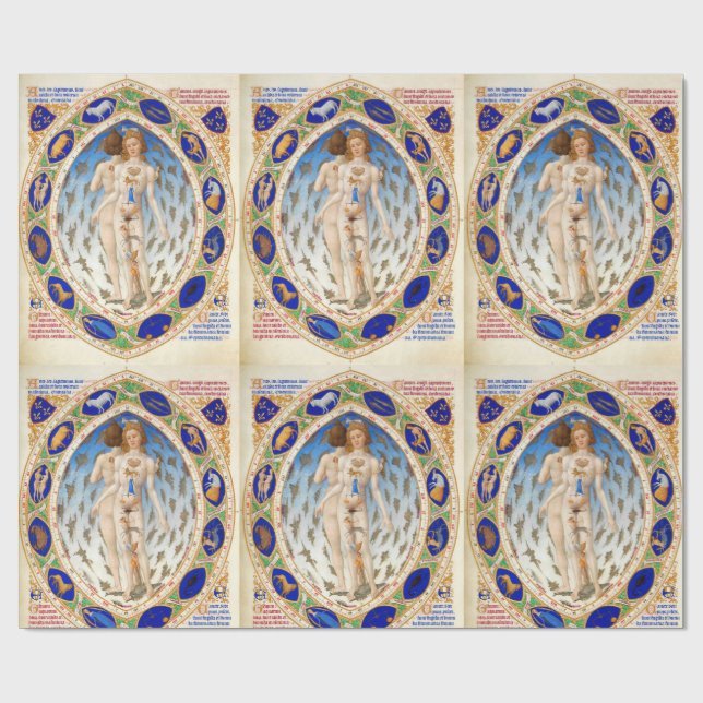 ANTIQUE ASTROLOGY AND ZODIACAL SIGNS CHART WRAPPING PAPER (Flat)