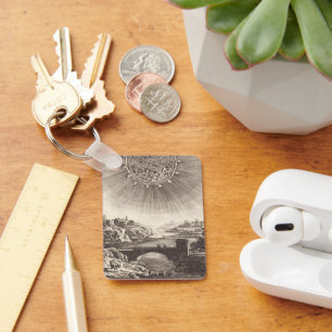 Antique Astronomy Celestial Sky with Sun by Mallet Keychain