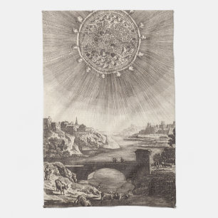 Antique Astronomy Sky with Sun by Allain Mallet Kitchen Towel