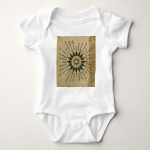 Antique Atlas Compass Rose Baby Bodysuit