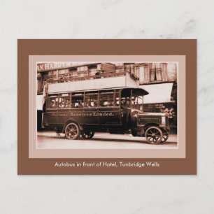 Antique autobus in front of Hotel, Tunbridge Wells Postcard