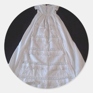 Antique Ayrshire Lace Chrstening gown Classic Round Sticker