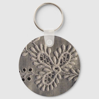 Antique Ayrshire Lace Embroidery Keychain