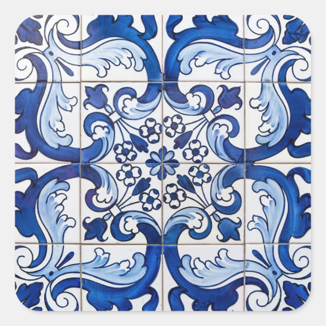 Antique Azulejo Tiles Square Sticker (Front)