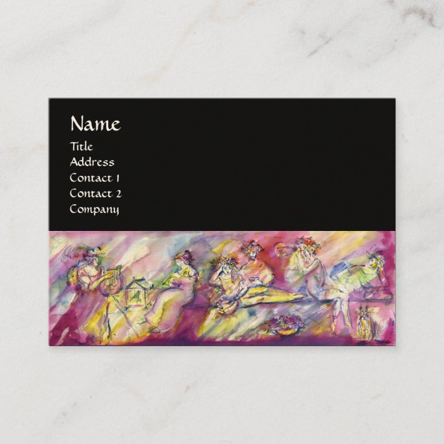 ANTIQUE BACCHANAL SCENE WITH MUSIC BUSINESS CARD (Front)