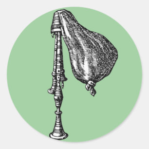 Antique Bagpipes Classic Round Sticker