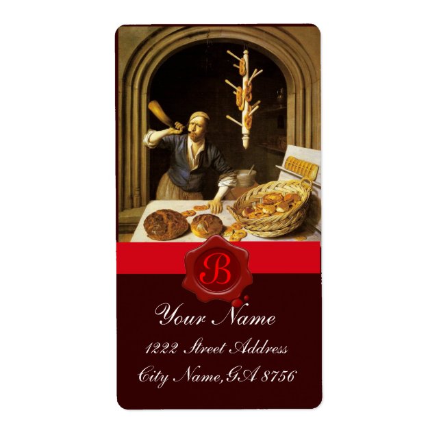 ANTIQUE  BAKER BAKERY BREAD SHOP WAX SEAL MONOGRAM (Front)