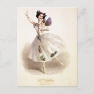 Antique Ballet Ballerina Print Marie Taglioni Postcard
