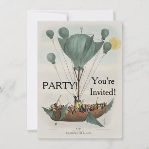 Antique Balloon Air Ship Artwork Invitation