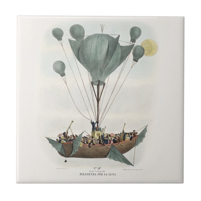 Antique Balloon Air Ship Artwork Tile (Front)
