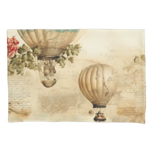 Antique Balloon Peony Botanical Travel Pillowcase