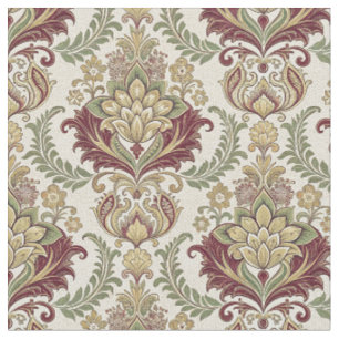 Antique Baroque Acanthus Ornate Damask Floral Art Fabric
