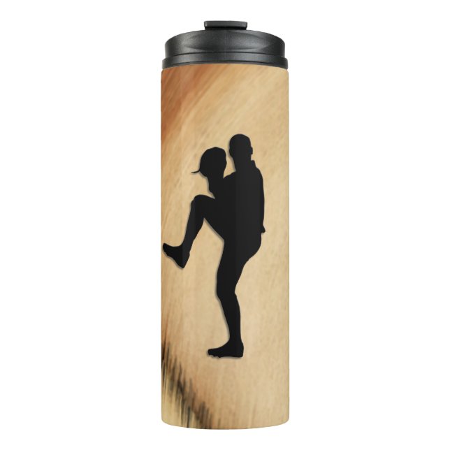 Antique Baseball Player Pitcher Windup Thermal Tumbler (Front)