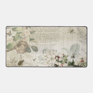 Antique Bee Botanical Ephemera Decoupage Desk Mat