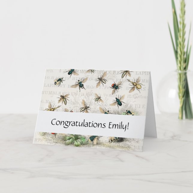 Antique Bee Honey Worker Queen Bees Vintage Card (Front)