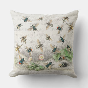 Antique Bee Honey Worker Queen Bees Vintage Outdoor Pillow