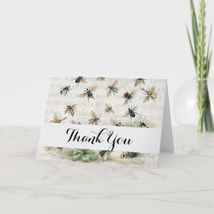 Antique Bee Honey Worker Queen Bees Vintage Thank You Card