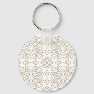 Antique beige floral keychain