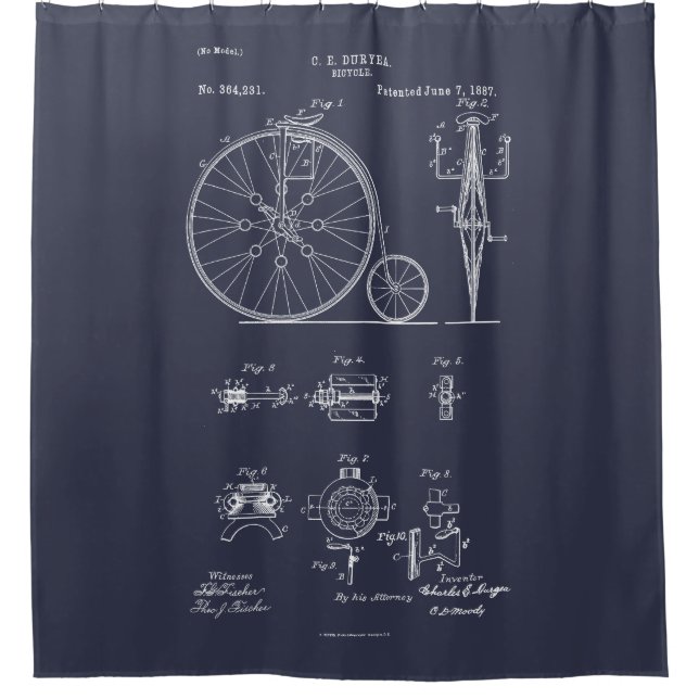 Antique Bicycle 1887 Penny Farthing Patent Drawing (Front)