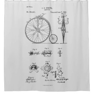 Antique Bicycle 1887 Penny Farthing Patent Drawing