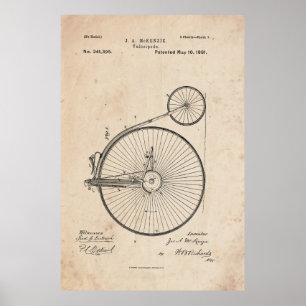 Antique Bicycle Patent Print Poster