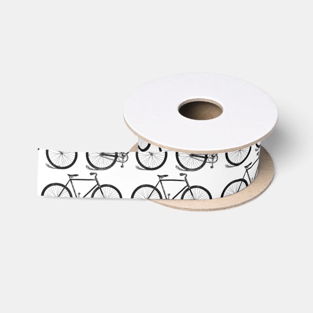 Antique Bicycles Bike Art CUSTOM BACKGROUND COLOR Satin Ribbon (Spool)