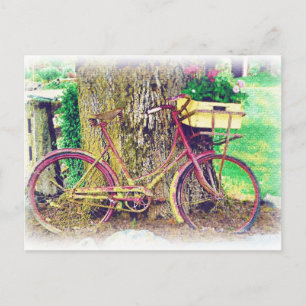 Antique Bike with Flower Basket Postcard
